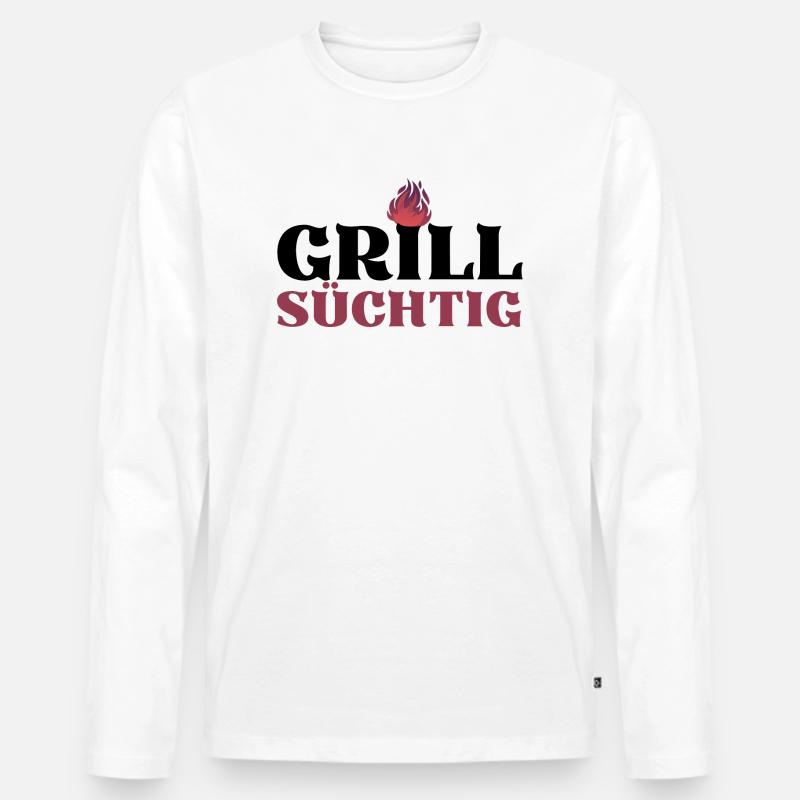 GRILLSÜCHTIG (1) - Männer Premium Bio Langarmshirt - Weiß