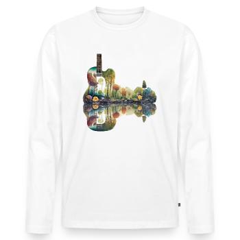 Beautiful Nature Guitar - Men's Premium Organic Long Sleeve Shirt - white - Front - Nico (187cm)