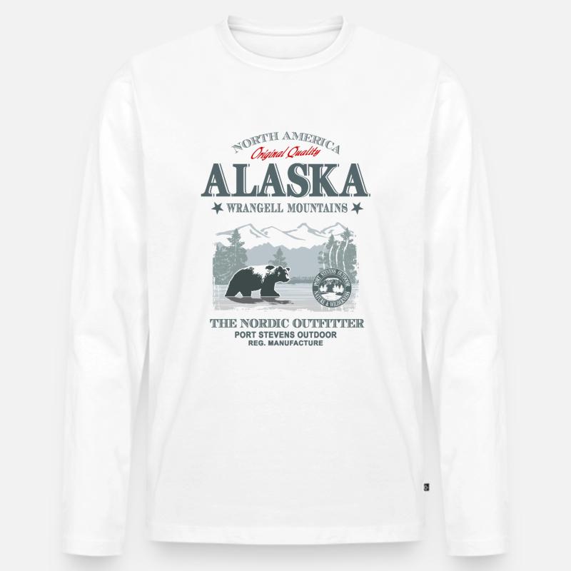 Alaska - Grizzly Bear - Männer Premium Bio Langarmshirt - Weiß