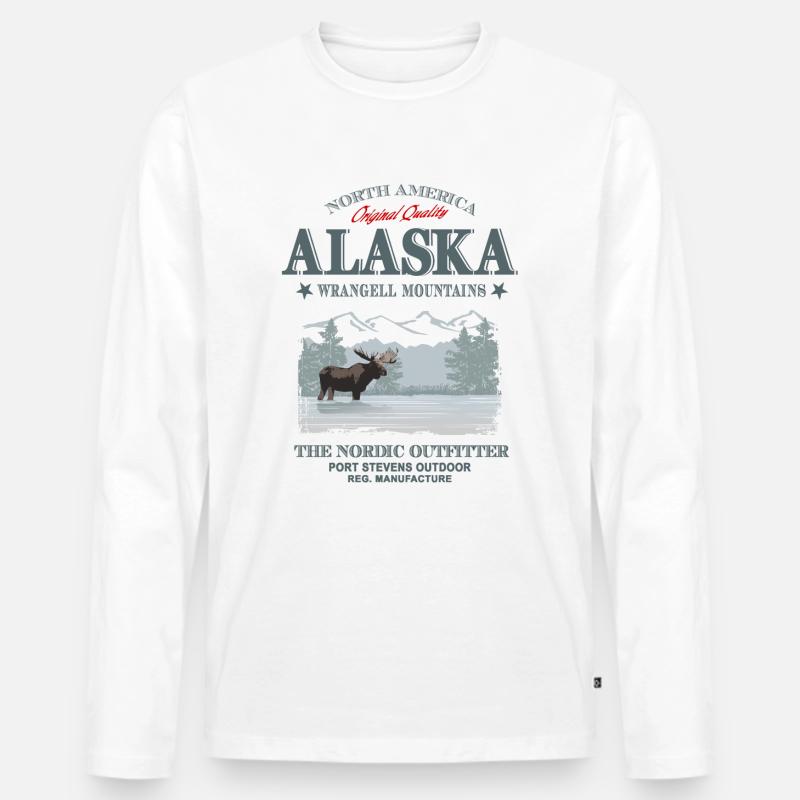 Alaska - Moose - Elch - Männer Premium Bio Langarmshirt - Weiß