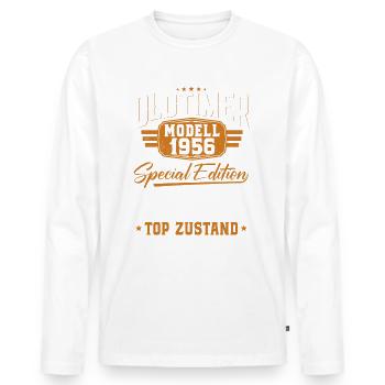 Oldtimer Baujahr 1956 geboren Geburtstagsspruch - Männer Premium Bio Langarmshirt - Weiß - Vorne - Nico (187cm)