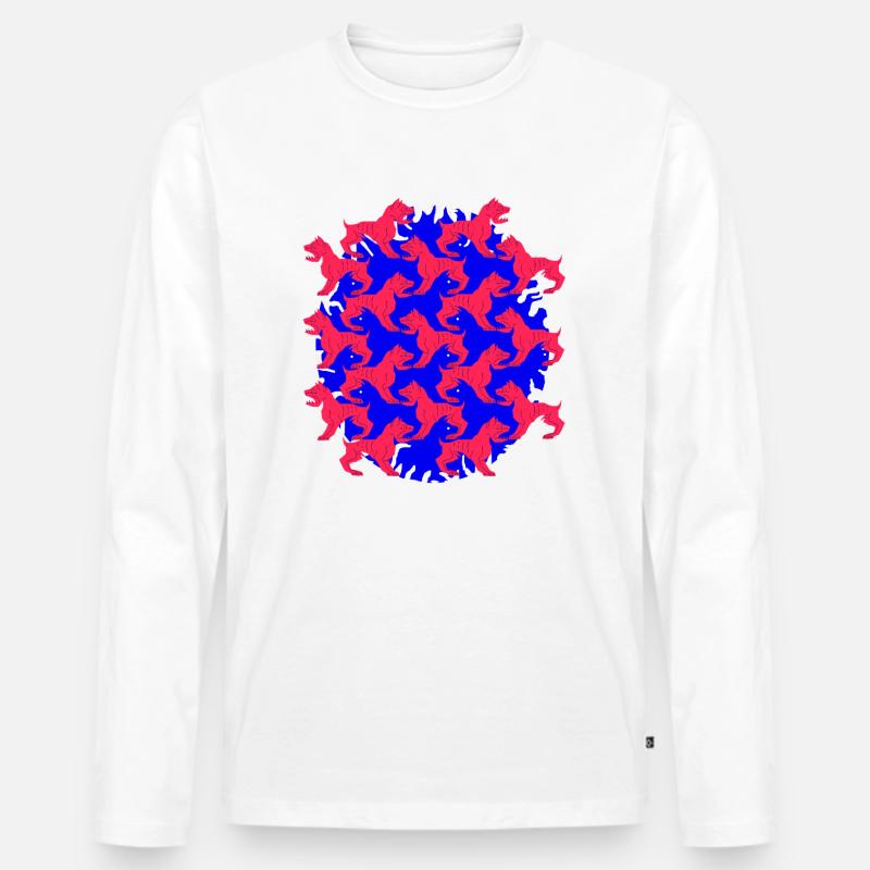 blue and red Dog - Männer Premium Bio Langarmshirt - Weiß