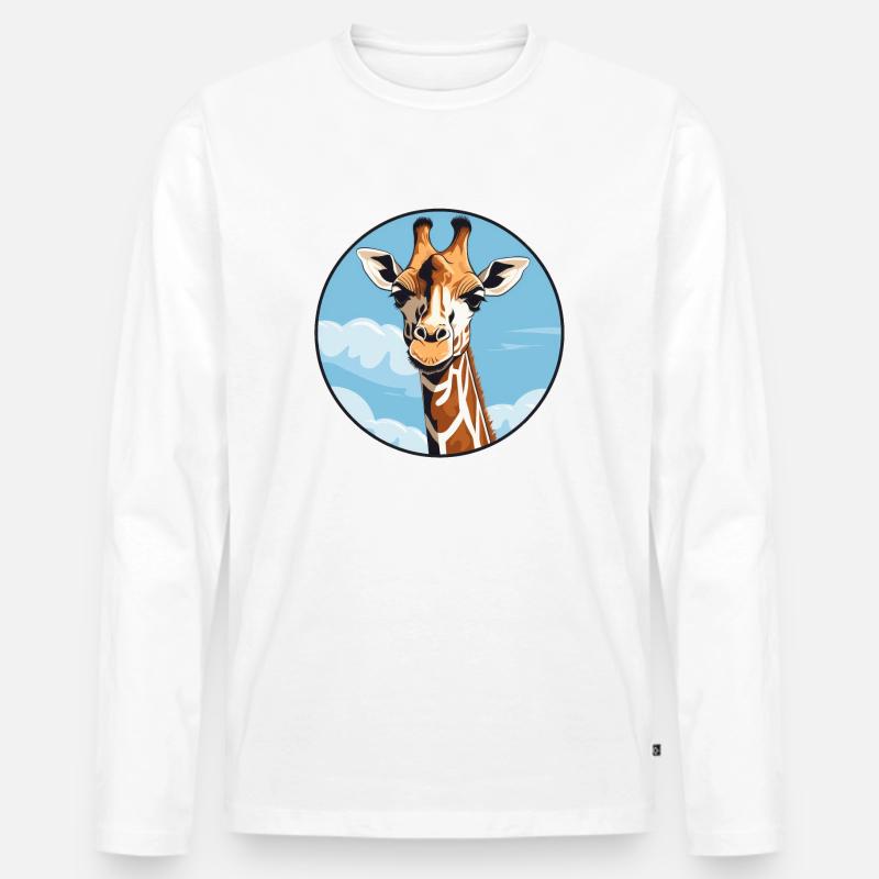 Giraffe - Männer Premium Bio Langarmshirt - Weiß