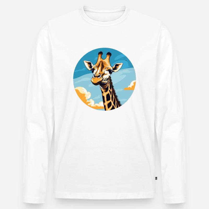 Giraffe - Männer Premium Bio Langarmshirt - Weiß