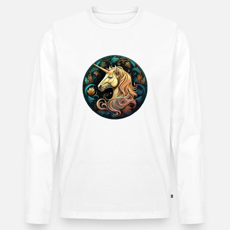 Einhorn - Männer Premium Bio Langarmshirt - Weiß