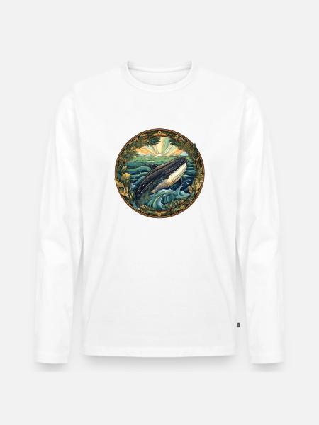 Whale - Men's Premium Organic Long Sleeve Shirt - white
