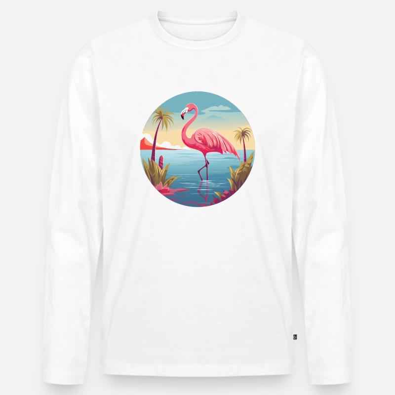 Flamingo - Männer Premium Bio Langarmshirt - Weiß