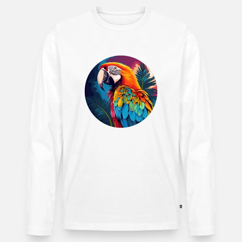 Papagei - Männer Premium Bio Langarmshirt - Weiß