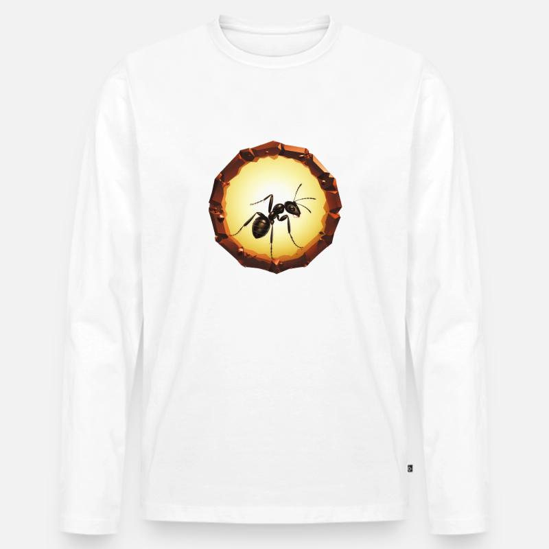 Ameise - Männer Premium Bio Langarmshirt - Weiß