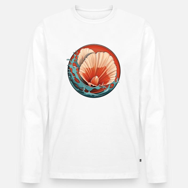 Muschel - Männer Premium Bio Langarmshirt - Weiß