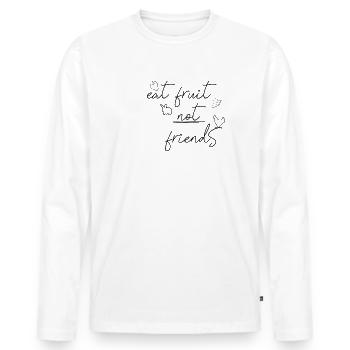 cooler Spruch Vegan für Veganerin und Vegetarierin - Männer Premium Bio Langarmshirt - Weiß - Vorne - Nico (187cm)