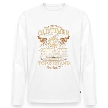 Oldtimer Baujahr 1956 Jahrgang Geburtstag Geschenk - Männer Premium Bio Langarmshirt - Weiß - Vorne - Nico (187cm)