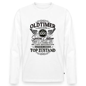 Oldtimer Baujahr 2000 Jahrgang Geburtstag Geschenk - Männer Premium Bio Langarmshirt - Weiß - Vorne - Nico (187cm)