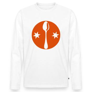 cuillere logo tampon - T-shirt manches longues Premium bio Homme - blanc - Devant - Nico (187cm)