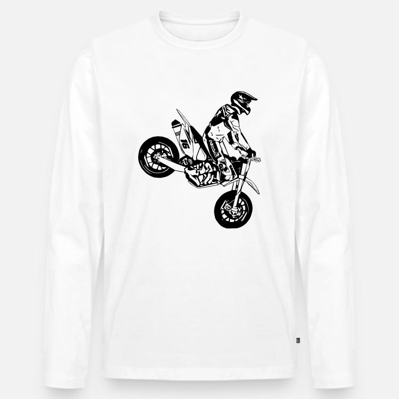 Supermoto - Männer Premium Bio Langarmshirt - Weiß