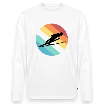 Saut à ski - T-shirt manches longues Premium bio Homme - blanc - Devant - Nico (187cm)