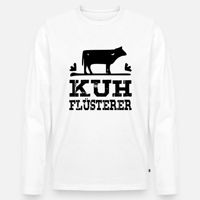 Kuh Flüsterer - schwarz - Männer Premium Bio Langarmshirt - Weiß