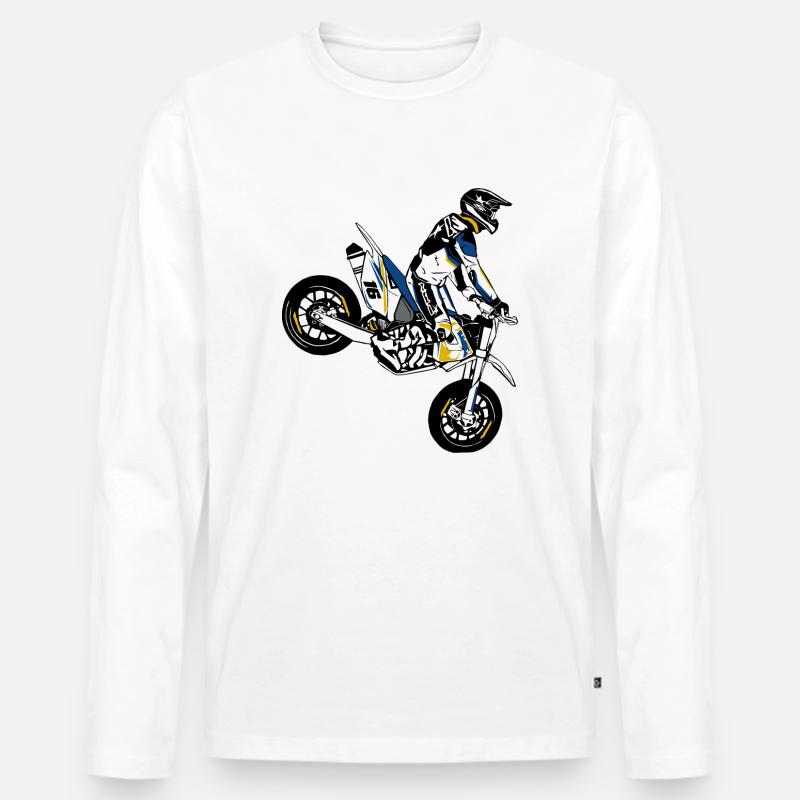 Supermoto - Männer Premium Bio Langarmshirt - Weiß