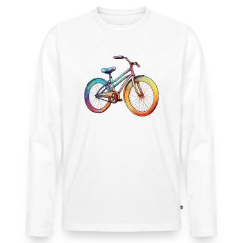 Fahrrad - Männer Premium Bio Langarmshirt - Weiß - Vorne - Nico (187cm)