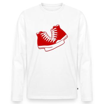 chaussures old school - Männer Premium Bio Langarmshirt - Weiß - Vorne - Nico (187cm)