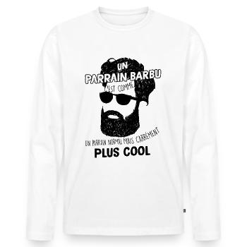 Parrain papa barbu Cadeau cool parrain - T-shirt manches longues Premium bio Homme - blanc - Devant - Nico (187cm)