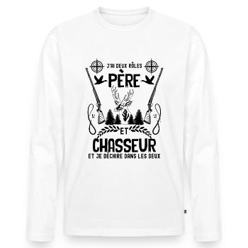 Père et Chasseur Le Papa Parfait Humour Chasse - T-shirt manches longues Premium bio Homme - blanc - Devant - Nico (187cm)