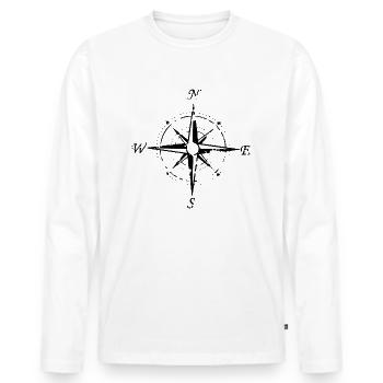 Windrose with the cardinal points - Men's Premium Organic Long Sleeve Shirt - white - Front - Nico (187cm)