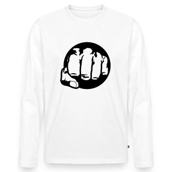 Poing noir et blanc - T-shirt manches longues Premium bio Homme - blanc - Devant - Nico (187cm)
