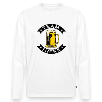 Team Theke - Teamshirt mit Bierglas - Männer Premium Bio Langarmshirt - Weiß - Vorne - Nico (187cm)