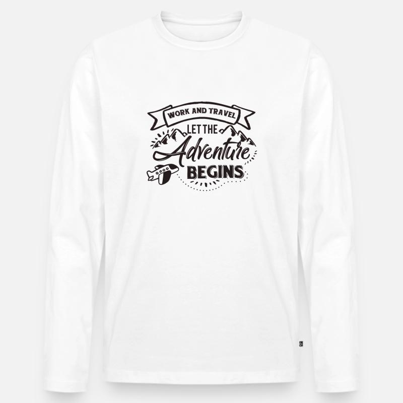 Work and Travel - Männer Premium Bio Langarmshirt - Weiß