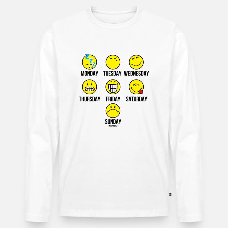 SmileyWorld Different Days, Different Emotions - Men's Premium Organic Long Sleeve Shirt - white