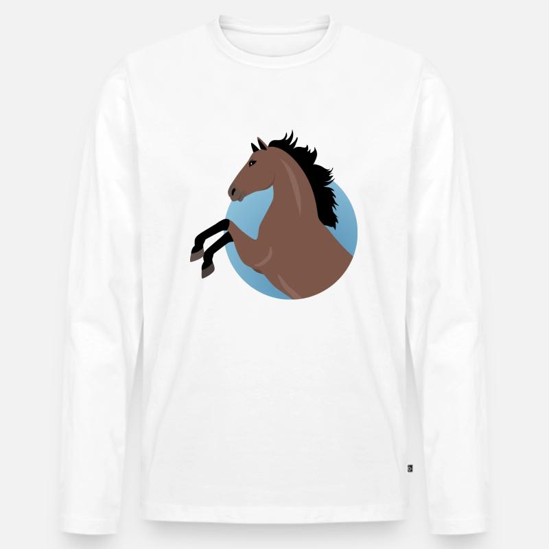 Pferde - Männer Premium Bio Langarmshirt - Weiß