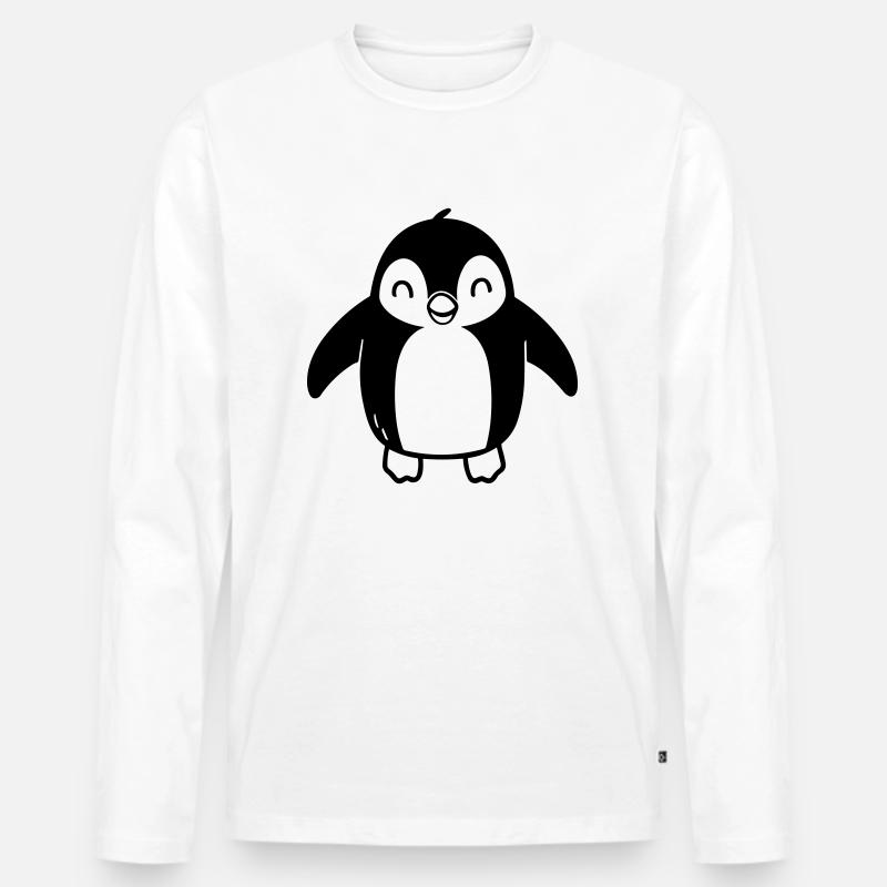 Pinguin - Männer Premium Bio Langarmshirt - Weiß