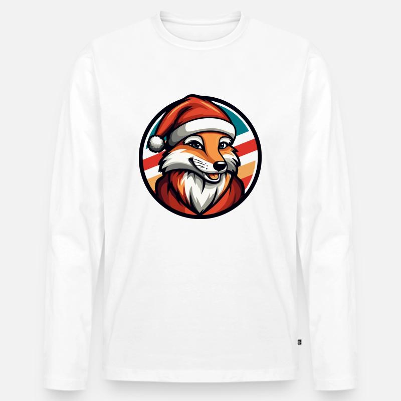 Fuchs Weihnachten Tier - Männer Premium Bio Langarmshirt - Weiß