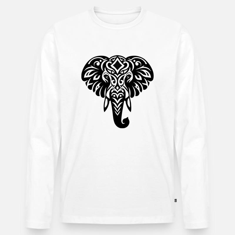 Elefant - Männer Premium Bio Langarmshirt - Weiß