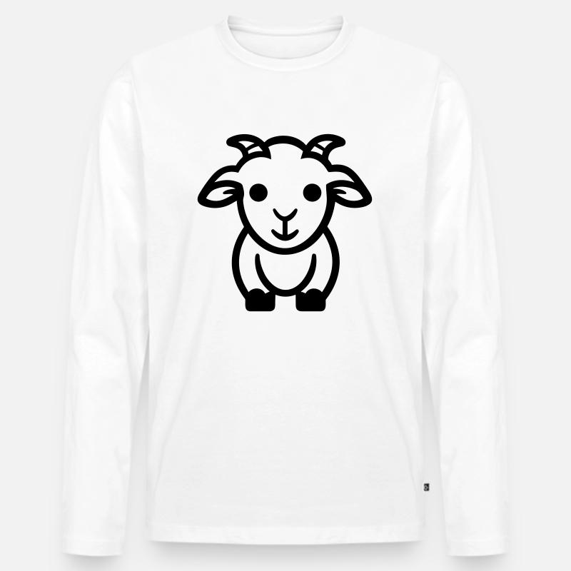 Ziegenbock - Männer Premium Bio Langarmshirt - Weiß