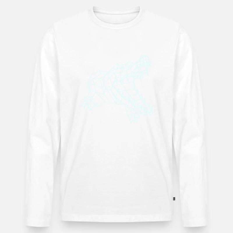 Krokodil Grafik WireFrame, Paperwolf Design - Männer Premium Bio Langarmshirt - undefined