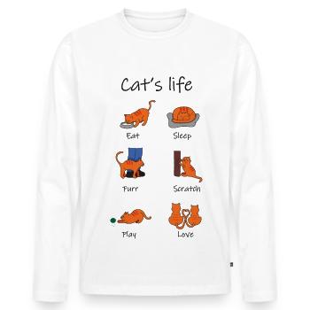 la vie de chat1 - T-shirt manches longues Premium bio Homme - blanc - Devant - Nico (187cm)