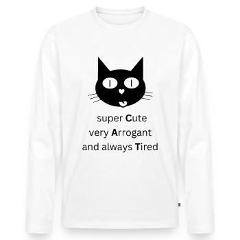 CAT - super Cute, very Arrogant and always Tired - Men's Premium Organic Long Sleeve Shirt - white - Front - Nico (187cm)