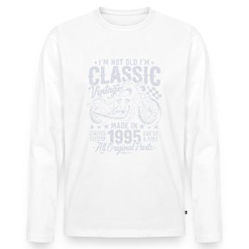 1995 Vintage Born Motorcycle Birthday Gift - Men's Premium Organic Long Sleeve Shirt - white - Front - Nico (187cm)