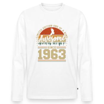Jahrgang 1963 Geburtstag - Awesome since 1963 - Männer Premium Bio Langarmshirt - Weiß - Vorne - Nico (187cm)