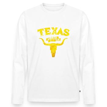texas bull skeleton - Men's Premium Organic Long Sleeve Shirt - white - Front - Nico (187cm)