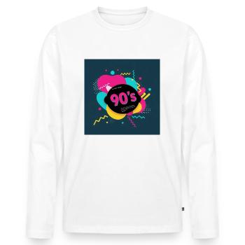 90s vibes - Men's Premium Organic Long Sleeve Shirt - white - Front - Nico (187cm)
