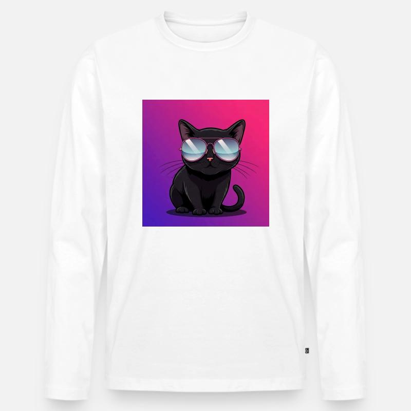 Coole Katze mit Sonnenbrille - Männer Premium Bio Langarmshirt - undefined