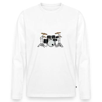The drums: rhythm in the blood - Men's Premium Organic Long Sleeve Shirt - white - Front - Nico (187cm)
