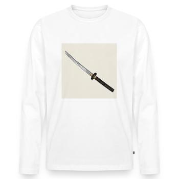 Samurai Sword: A Masterpiece of Blacksmithing - Men's Premium Organic Long Sleeve Shirt - white - Front - Nico (187cm)