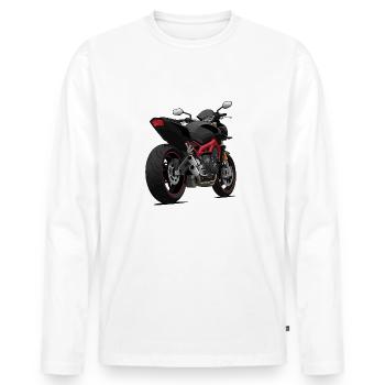 Black Motorcycle Design - Sporty - Men's Premium Organic Long Sleeve Shirt - white - Front - Nico (187cm)