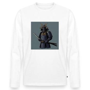 Samurai: The Soul of the Warrior - Men's Premium Organic Long Sleeve Shirt - white - Front - Nico (187cm)