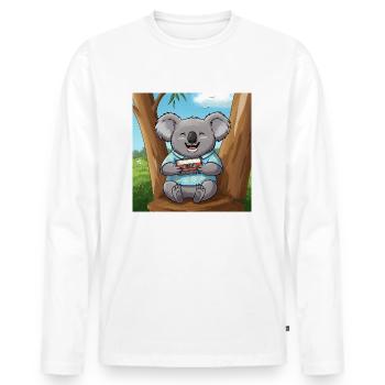 Le Koala Musical - T-shirt manches longues Premium bio Homme - blanc - Devant - Nico (187cm)