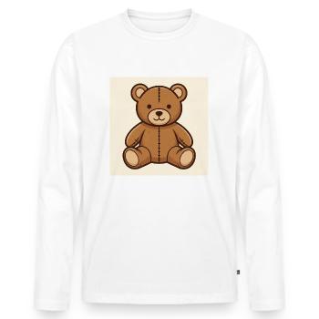 Mein Freund der kuschelige Teddybär - Männer Premium Bio Langarmshirt - Weiß - Vorne - Nico (187cm)